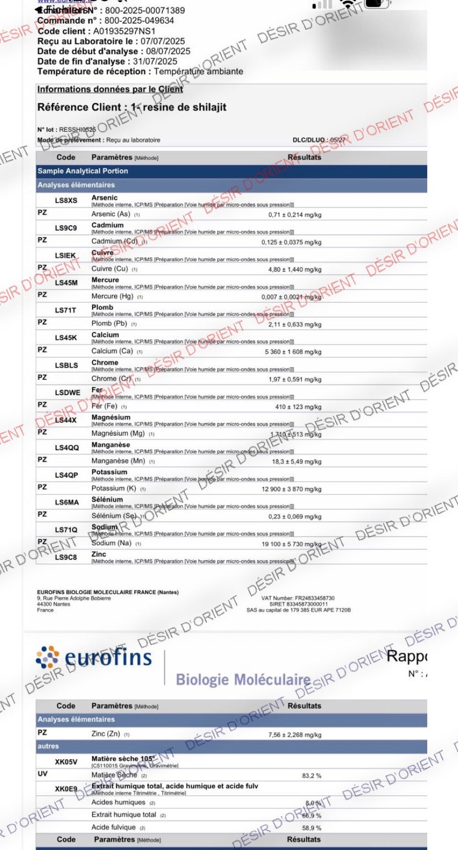 Résine de Shilajit Enrichie en Acide Fulvique 60%