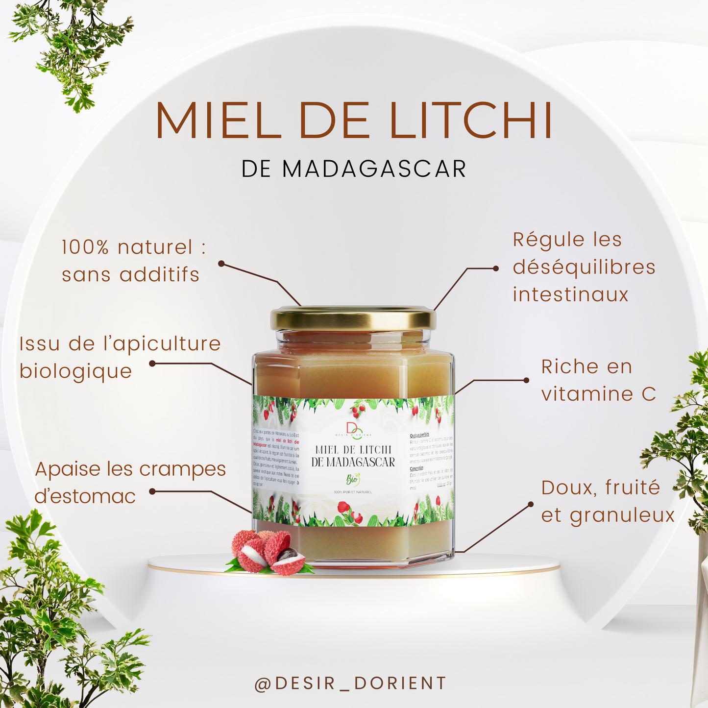 Miel de fleurs de litchi de Madagascar