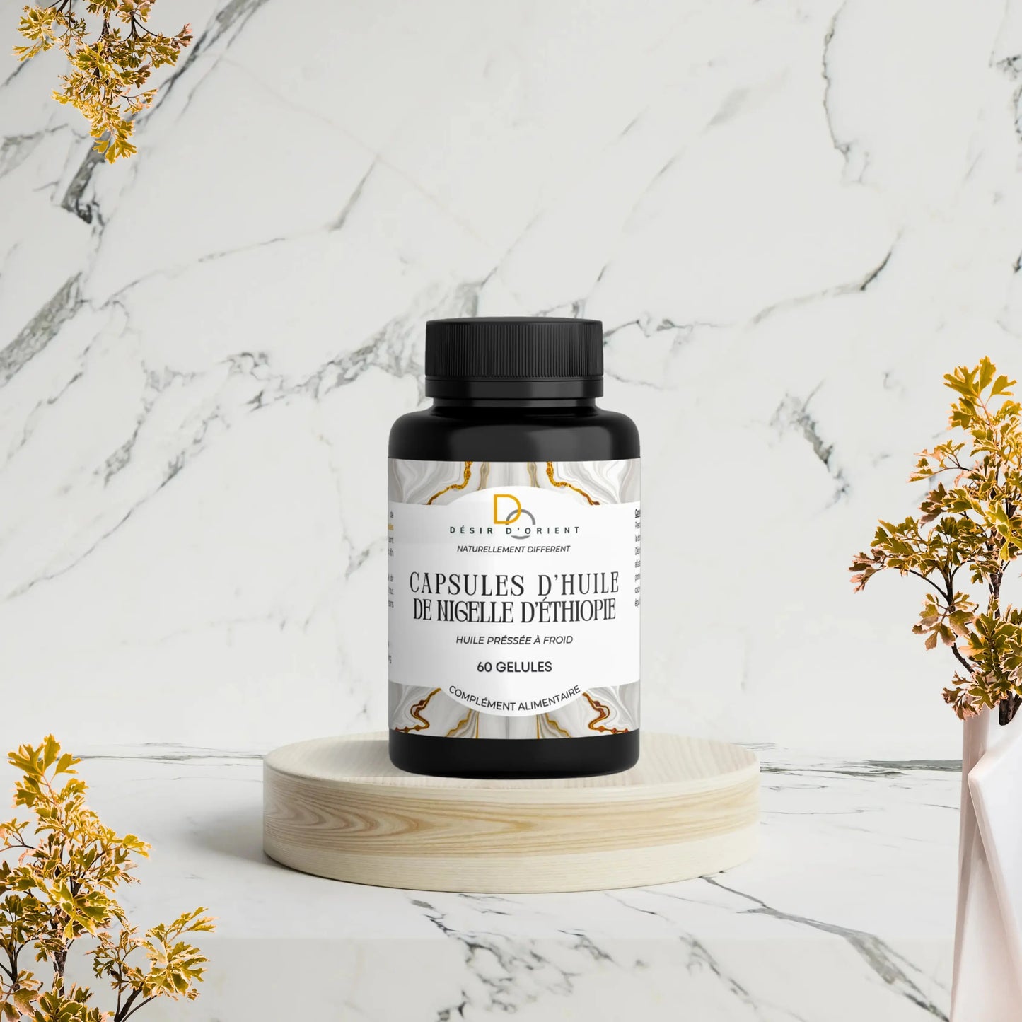 Capsules d'Huile de Nigelle d'Éthiopie Premium | 100% Pure et Naturelle DÉSIR D'ORIENT