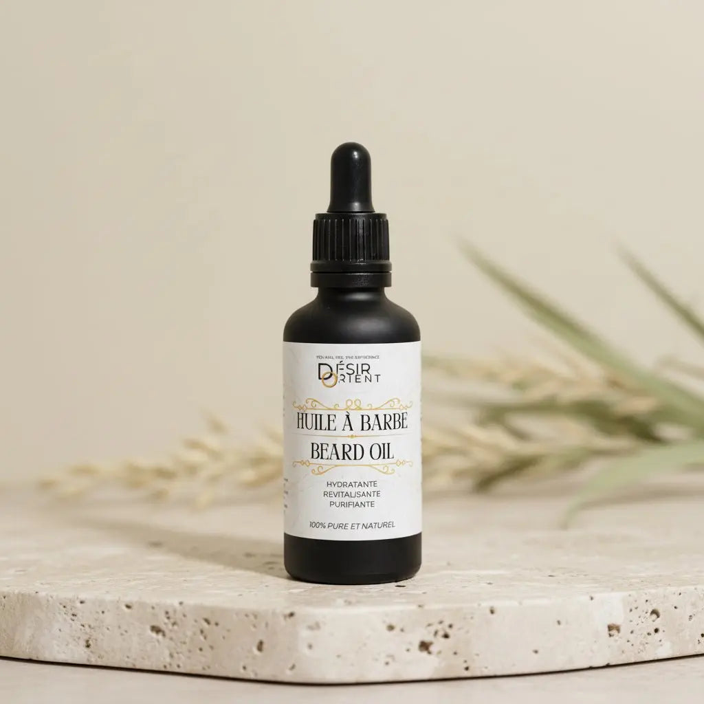 Huile à barbe 7 huiles naturelles premium 50ml flacon - Désir d'Orient